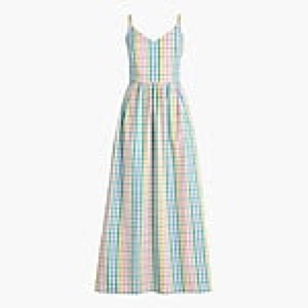 NWT-JCrew V-Neck Gingham Maxi Dress